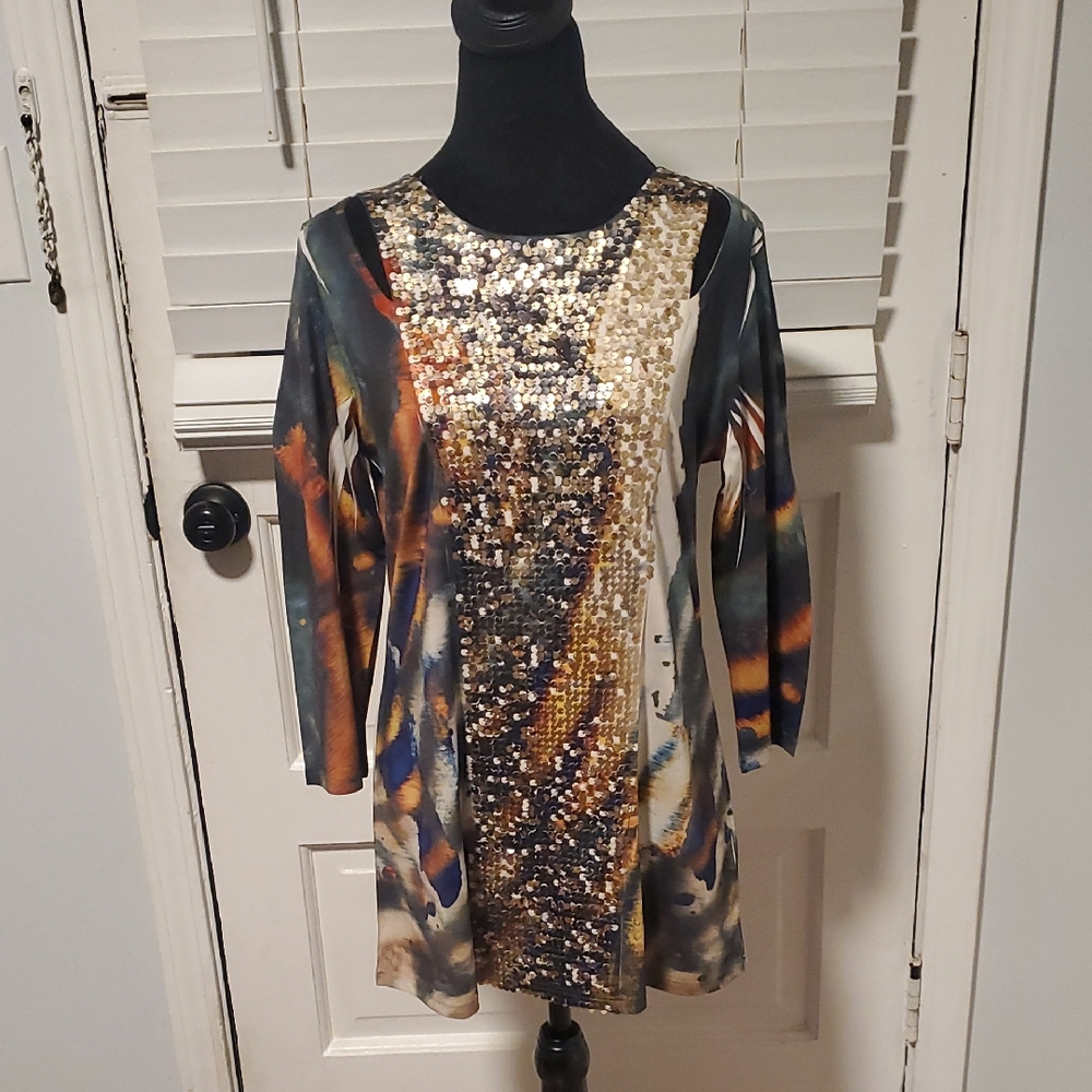 Cartise Elegant Multicolor Sequin Tunic Top